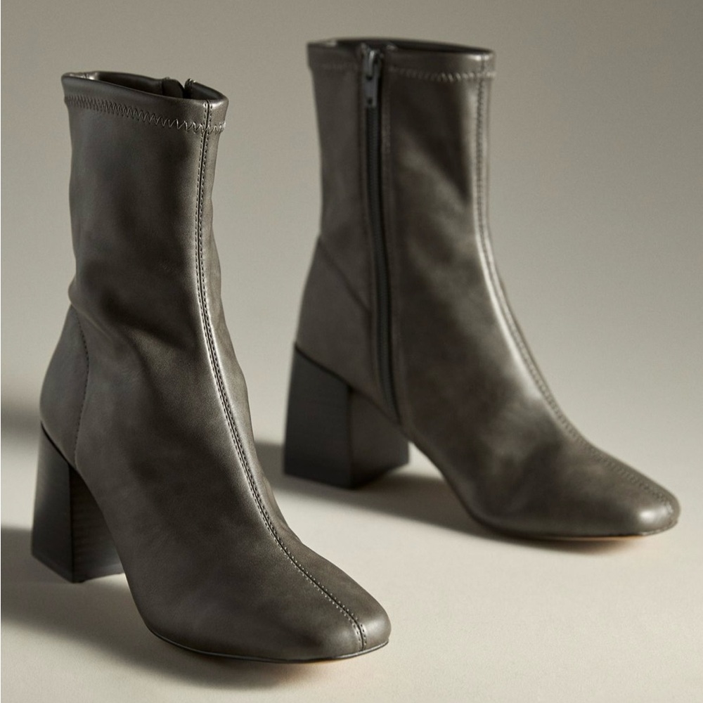 Anthropologie Charcoal Heeled Boots